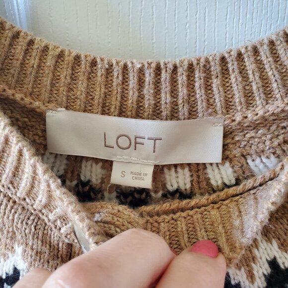Loft Fairisle cropped cardigan sweater size small - Picture 3 of 7
